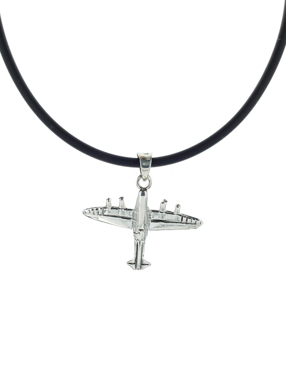 Sterling Silver Pendant Airplane detailed 3D model, includes the necklace - Silver 0925