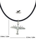 Sterling Silver Pendant Airplane detailed 3D model, includes the necklace - Silver 0925