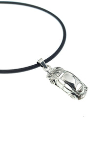 VW Beetle Sterling Silver Pendant detailed 3D model, includes the necklace - Silver 0925