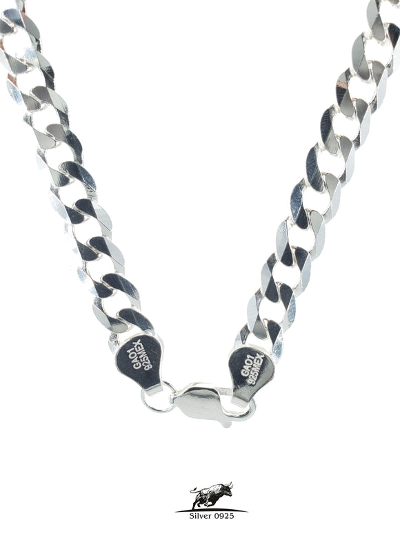 Cuban link silver chain 65 cm / 26 inches by 7.5 mm - Silver 0925