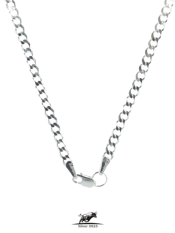 Cuban link silver chain 55 cm / 22 inches by 3.3 mm - Silver 0925