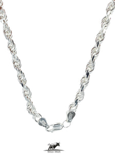 Rope silver chain 60 cm / 24 inches by 4 mm - Silver 0925