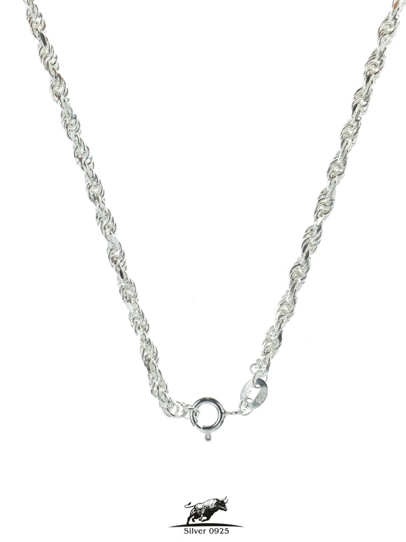 Rope silver chain 60 cm / 24 inches by 3 mm - Silver 0925