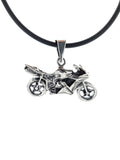 Motorcycle Sterling Silver Pendant detailed 3D model, includes the necklace - Silver 0925