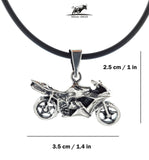 Motorcycle Sterling Silver Pendant detailed 3D model, includes the necklace - Silver 0925