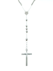 Sterling Silver Rosary 60cm / 24 inches length with 4mm beads - Silver 0925